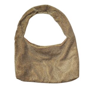 Kara crystal mesh gold honey armpit bag